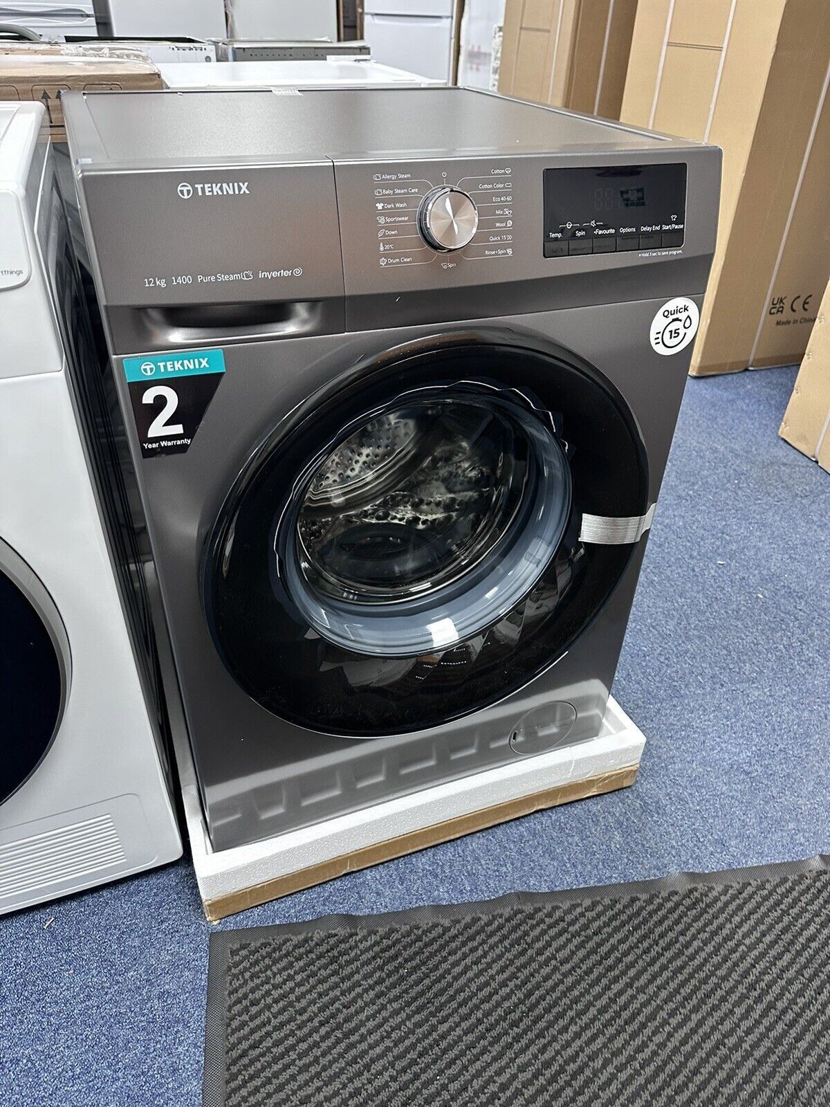 Teknix TKW12142HS 12KG 1400Spin Washing Machine in Titanium - A Rated