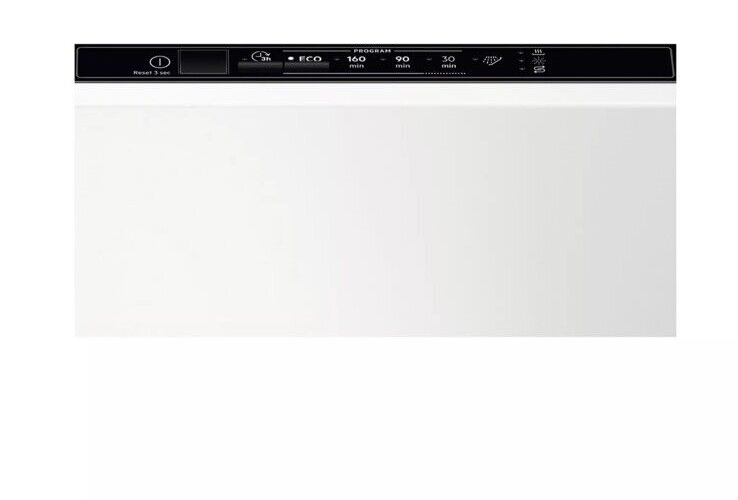AEG FSX51407Z Series 5000 AirDry 45cm Integrated Slimline Dishwasher with Black Control Panel, F Rated from HomeWise Appliances. Stock photo showing black control panel.