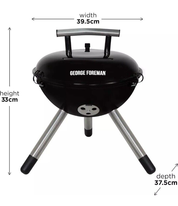 GFPTBBQ1401B Portable Lightweight Charcoal BBQ 34 Cm Compact round with Air Vent