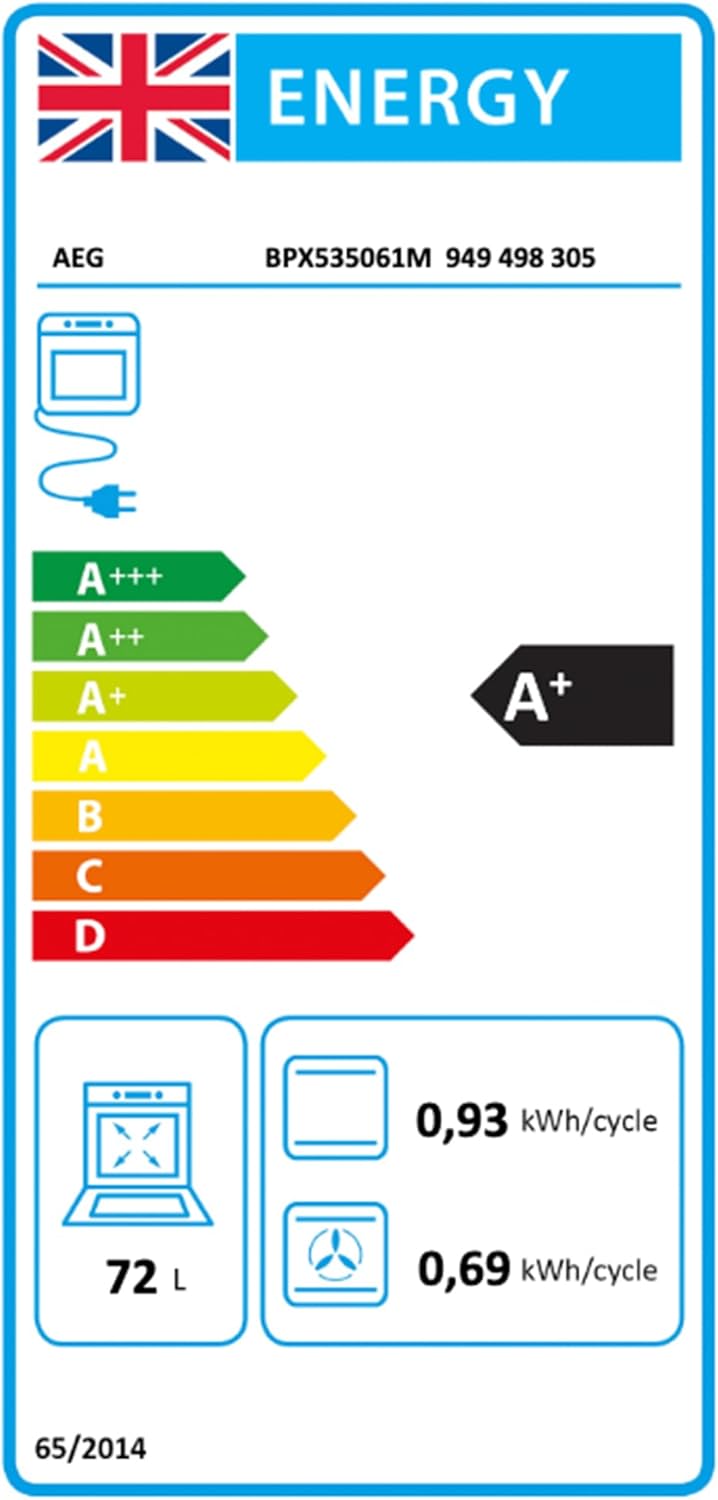 AEG 3000 Series BPX535061M (13) Pyrolytic Self Cleaning 72L Single Oven in Stainless Steel - A+ Rated - HW181713