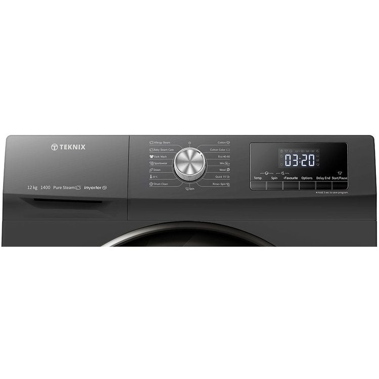 Teknix TKW12142HS 12KG 1400Spin Washing Machine in Titanium - A Rated