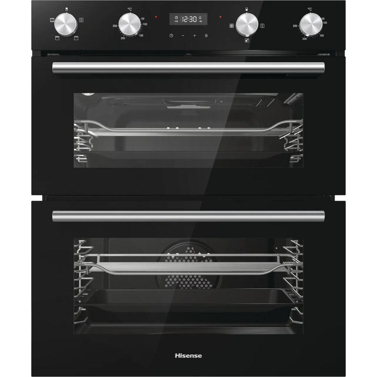 Hisense BID75211BGUK (78) Built-Under Electric Double Oven in Black - A/A Rated - HW181678 stock photo front of oven