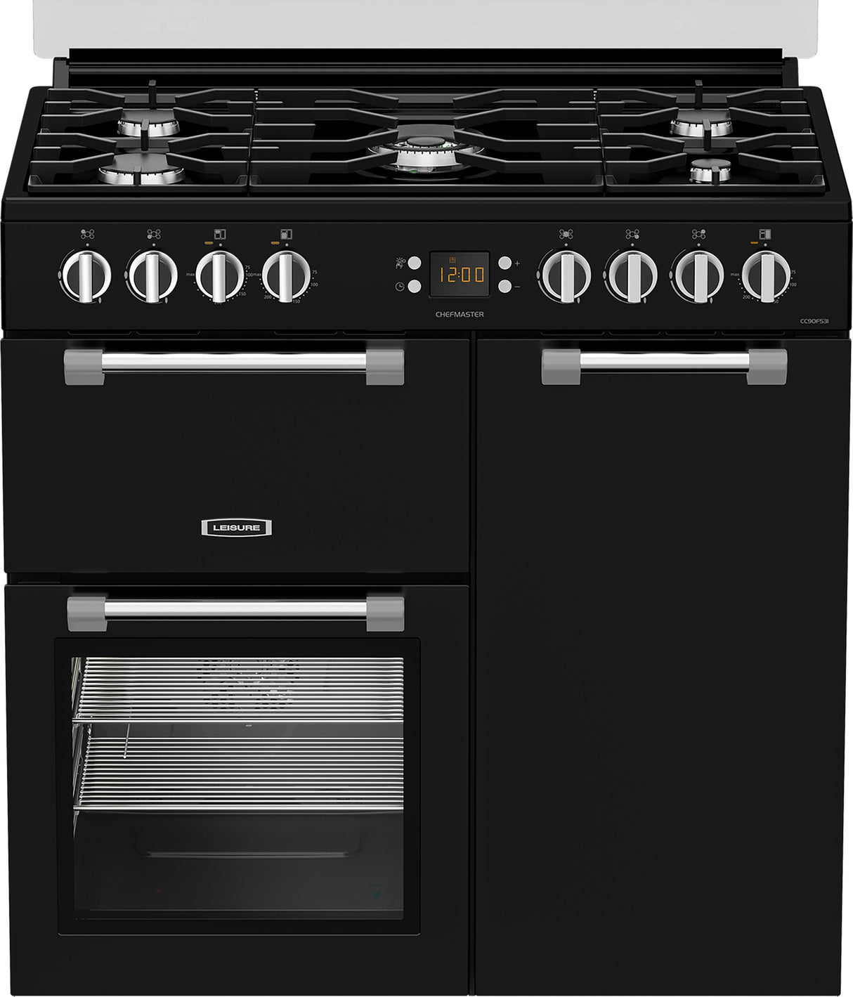 Leisure Chefmaster 90cm Duel Fuel Range Cooker with Glass Top Lid in Black CC90F531K from HomeWise