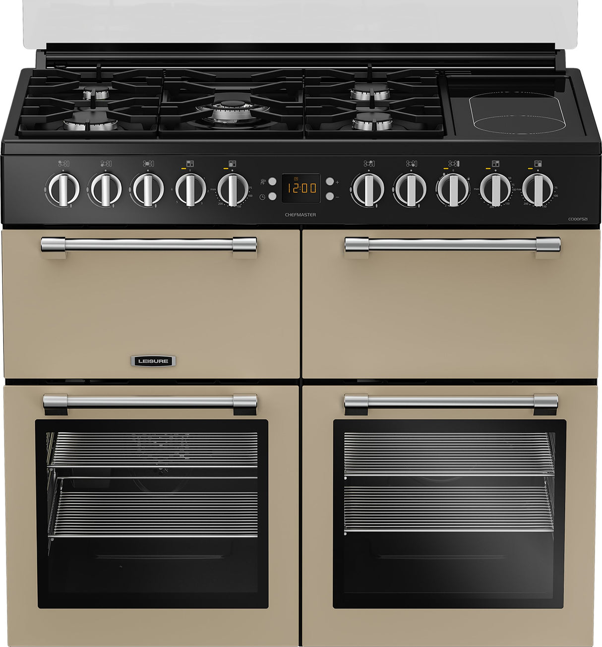 Leisure Chefmaster 100cm Duel Fuel Range Cooker with Glass Top Lid in Cream CC100F521C from HomeWise