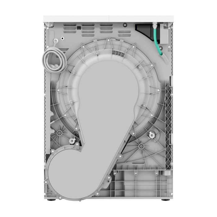 AEG TR718L2B 7000 8KG SensiDry® Heat Pump Tumble Dryer in White - A++ Rated Stock Photo rear of the appliance