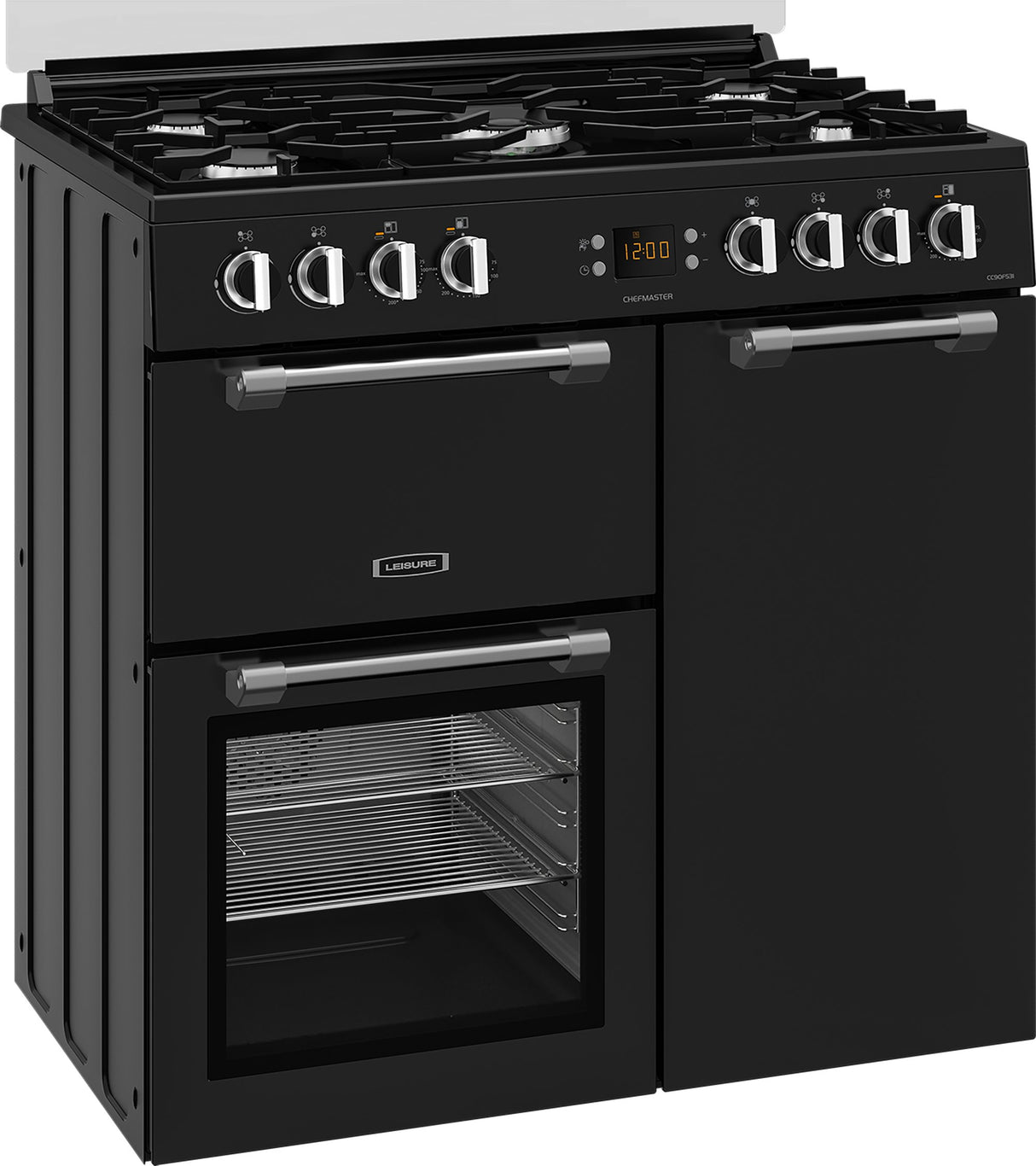 Leisure Chefmaster 90cm Duel Fuel Range Cooker with Glass Top Lid in Black CC90F531K from HomeWise