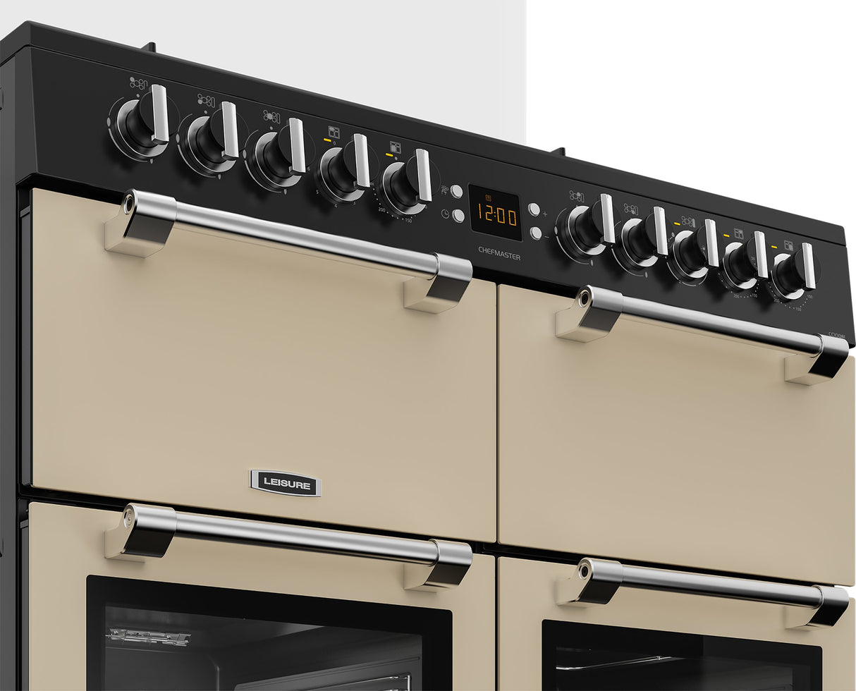 Leisure Chefmaster 100cm Duel Fuel Range Cooker with Glass Top Lid in Cream CC100F521C from HomeWise