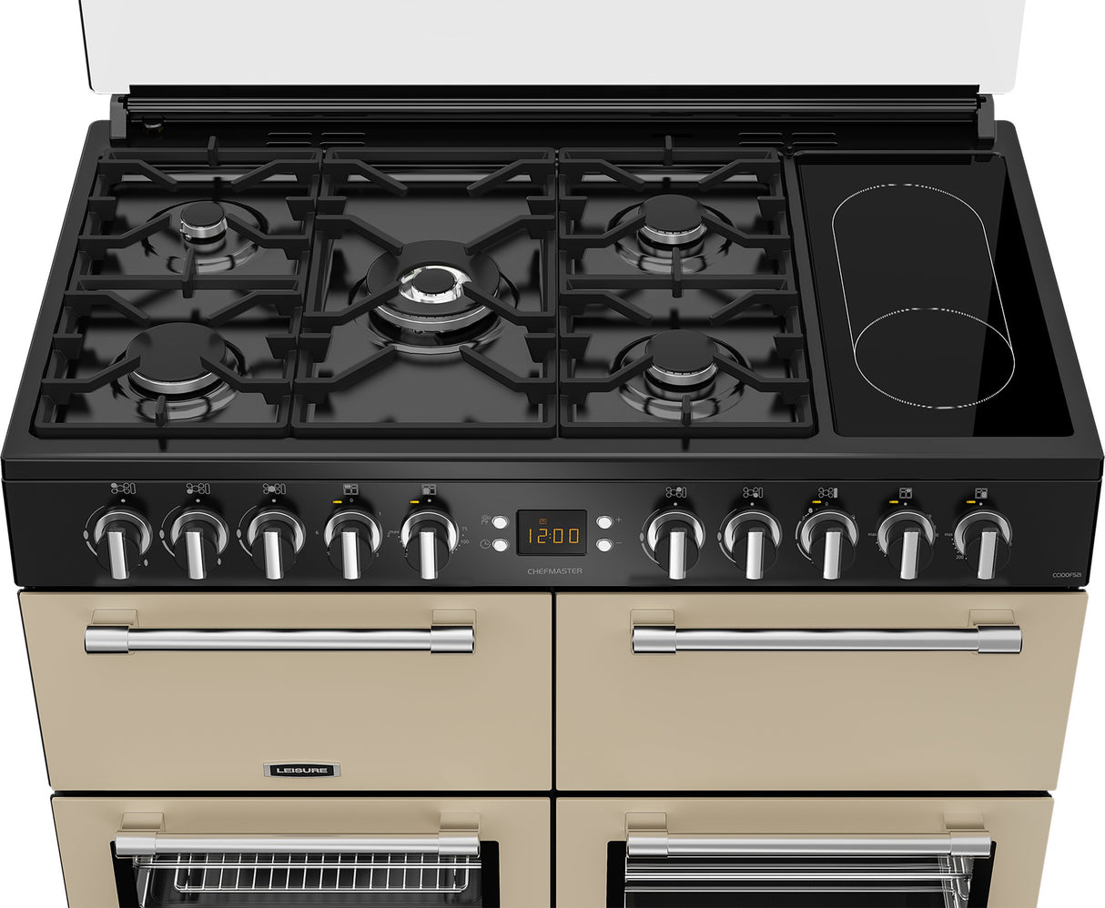 Leisure Chefmaster 100cm Duel Fuel Range Cooker with Glass Top Lid in Cream CC100F521C from HomeWise