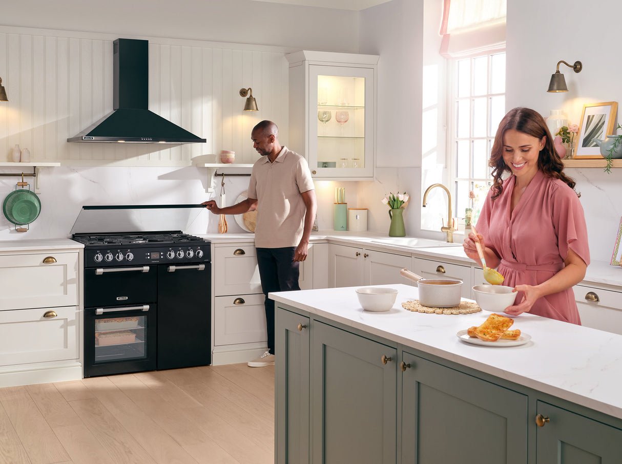 Leisure CC90F531K Chefmaster 90cm Duel Fuel Range Cooker with Glass Top Lid in Black