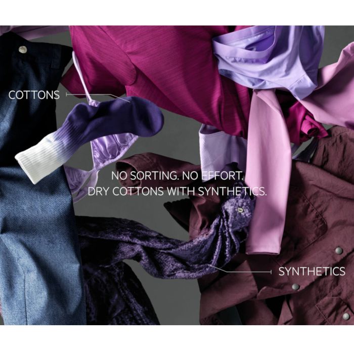 AEG TR718L2B 7000 8KG SensiDry® Heat Pump Tumble Dryer in White - A++ Rated Stock Photo dry cottons with synthetics so no sorting