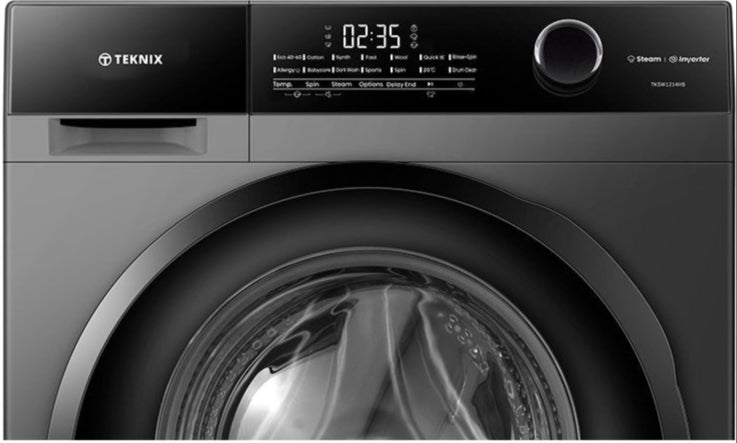 Teknix TK5W1214HS 12KG 1400 Spin Washing Machine in Titanium - A Rated - 5 Year Warranty - POHW0105