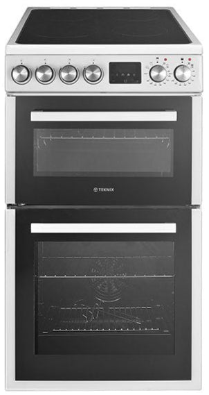 Teknix TKED54W 50cm Ceramic Cooker with Double Oven in White - A Rated - POHW0107