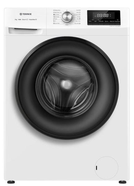 Teknix TKW8142HW 8KG 1400Spin Family Sized Washing Machine in White with Inverter Motor stock photo