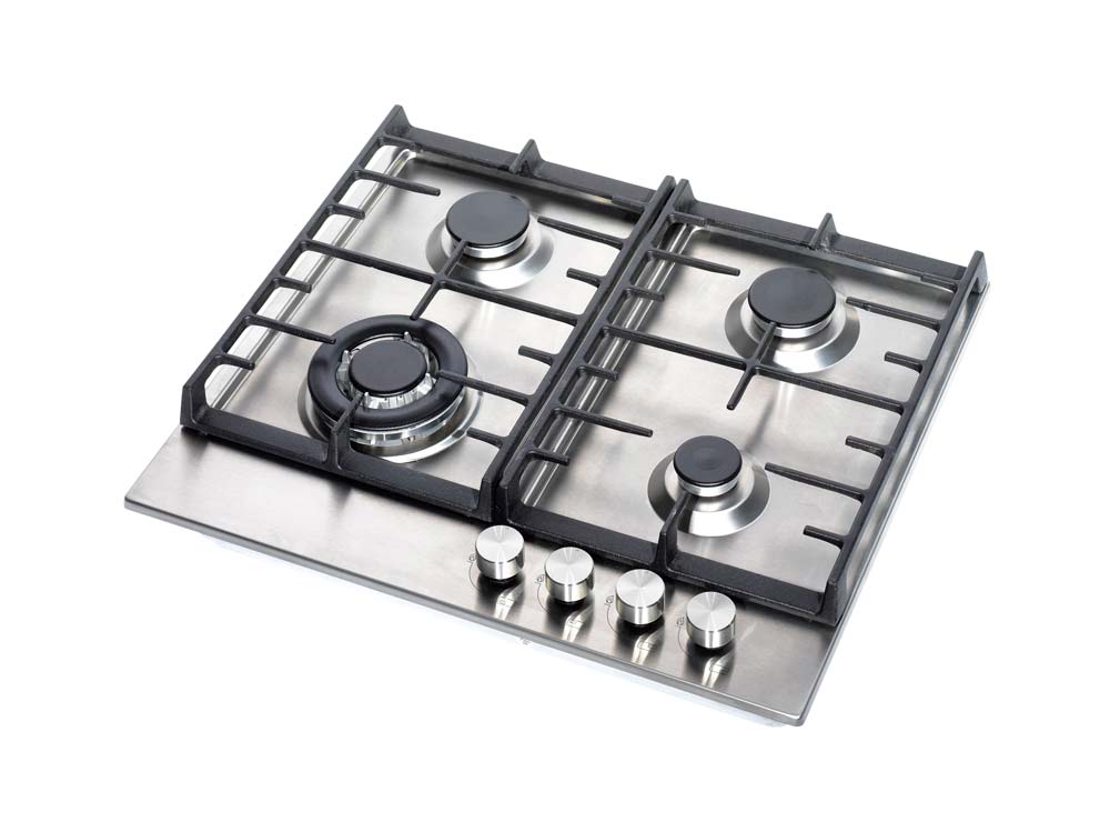 Teknix SCGH61X Signature Collection 4 Zone Gas Hob in Stainless Steel with Wok Burner and Cast Iron Pan Supports - POHW0123