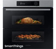 Samsung NV7B5755SAS Flexible Dual Cook Built-in Smart Single Oven with Pyrolytic Self Cleaning and Air Fry in Stainless Steel - A+ Rated from HomeWise Appliances. Stock photo showing oven cooking on dual levels.