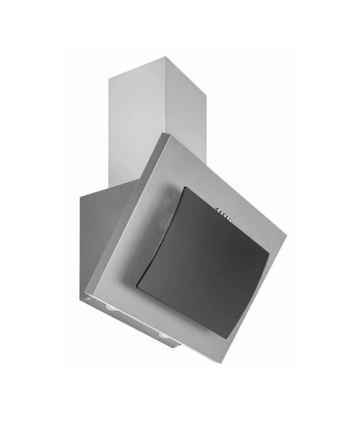 Cata UBLCHH60Cata UBLCHH60SS 60cm Angled Glass Cooker Hood in Stainless Steel and Black from HomeWise Appliances. stock photo from the left angle.