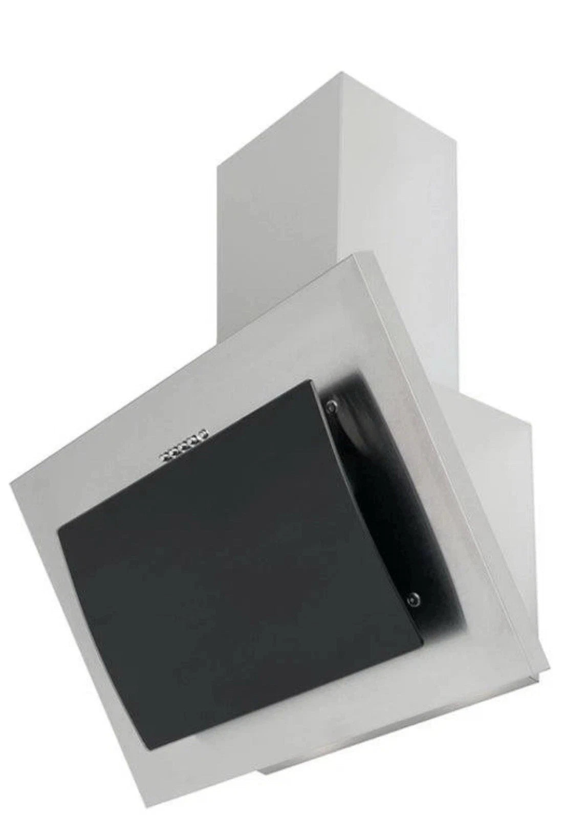 Cata UBLCHH60SS 60cm Angled Glass Cooker Hood in Stainless Steel and Black from HomeWise Appliances. stock photo from the right angle.