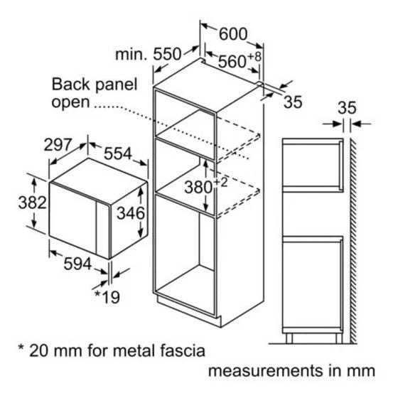 Bosch Series 4 BFL523MB0B 20 Litre 38cm High Built-in Small Microwave Oven in Black - (Tatty Box) - HW181710
