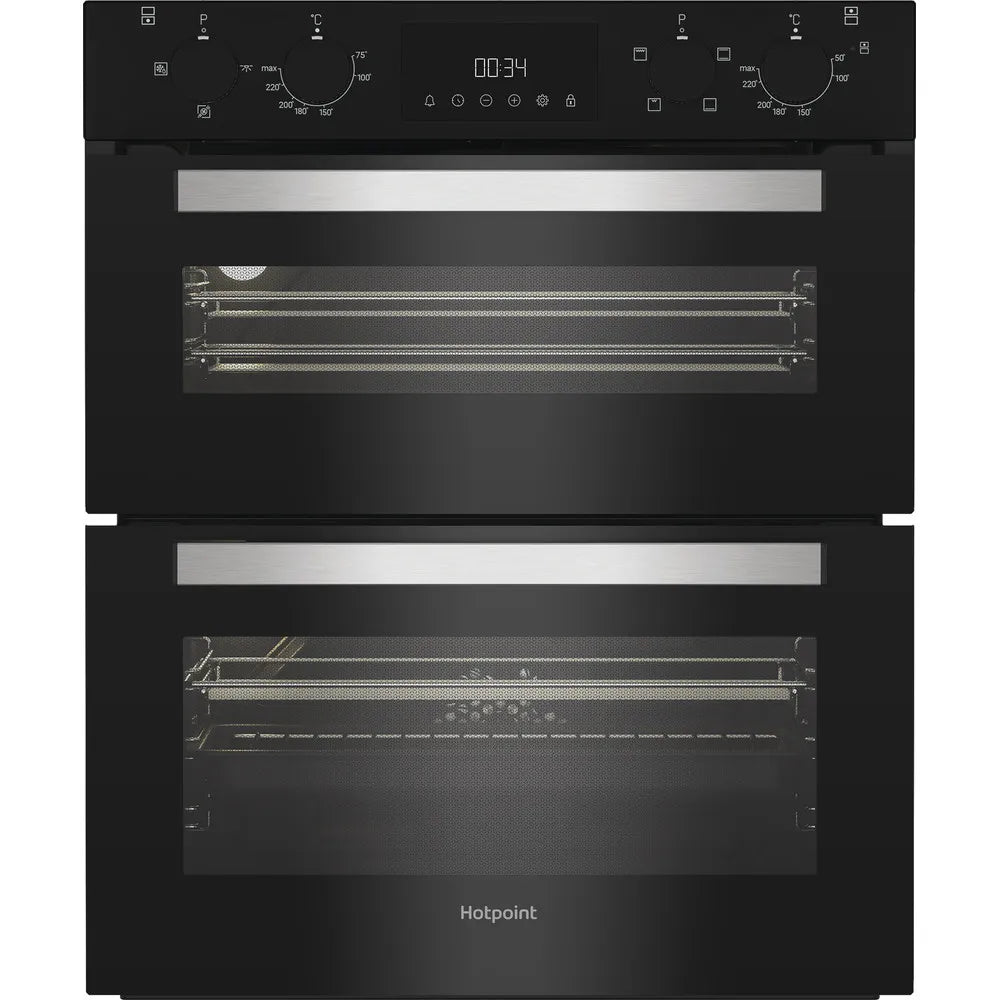 Hotpoint DUH 10D B 72cm Built Under Double Oven with Enamel Liners in Black - A/A Rated - HW181731