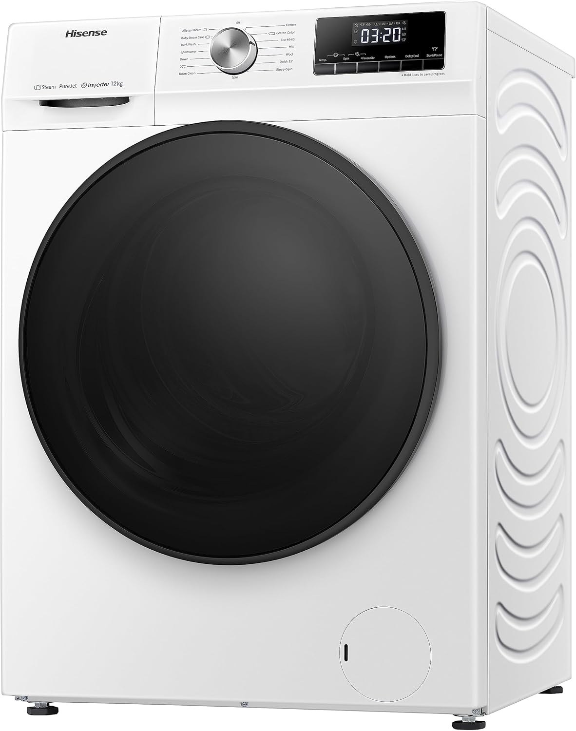 Hisense WFQA1214EVJM 12KG 1400 Spin Steam Wash Washing Machine in White - A Rated - POHW0090