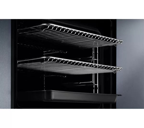 AEG BEX335011B SurroundCook Built-In Electric Single Oven in Black - A Rated stock photo shelves and tray in oven cavity