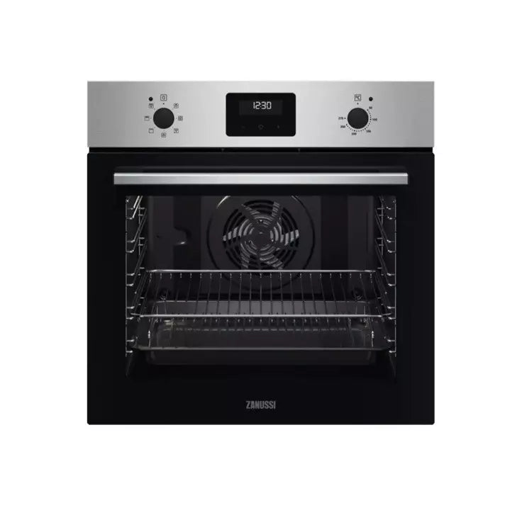 Zanussi Series 20 ZOHNX3X1 Electric Single Oven in Stainless Steel front stock photo