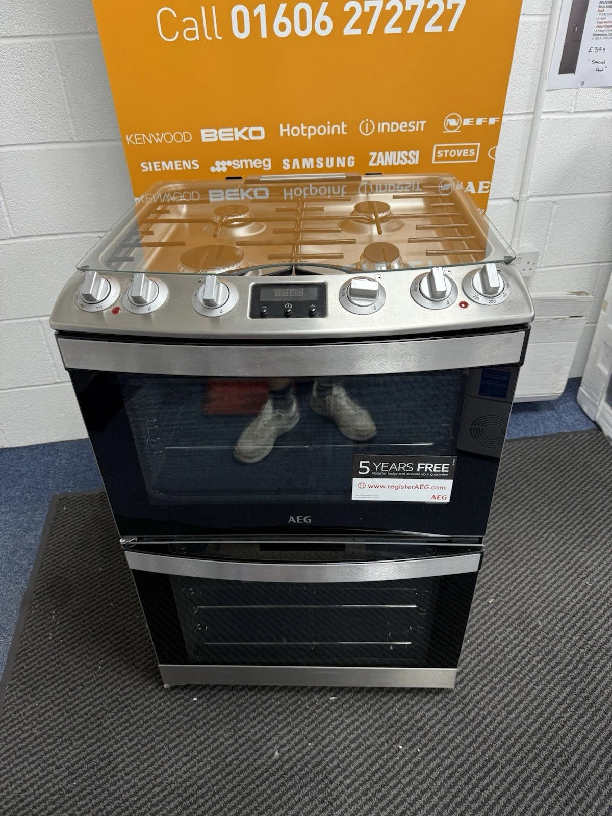 AEG CKB6540ACM Dual Fuel Cooker with 4 Gas Burner Hob in Stainless Steel - A/A Rated - (Blemished) - HW181504