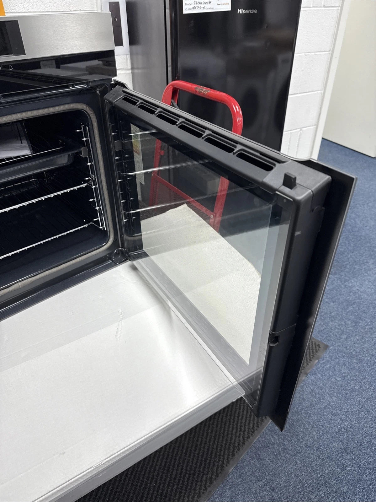AEG BPK744R21M Built-In Single Oven with Right Side Opening Door Pyrolytic Self Cleaning in Stainless Steel - A+ Rated Showroom Photo with door side opening right hand hinge