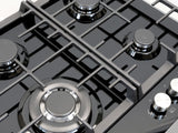 Teknix Signature Collection SCGH61B 4 Burner Gas on Glass Hob Wok Cast Iron Pan Supports from HomeWise