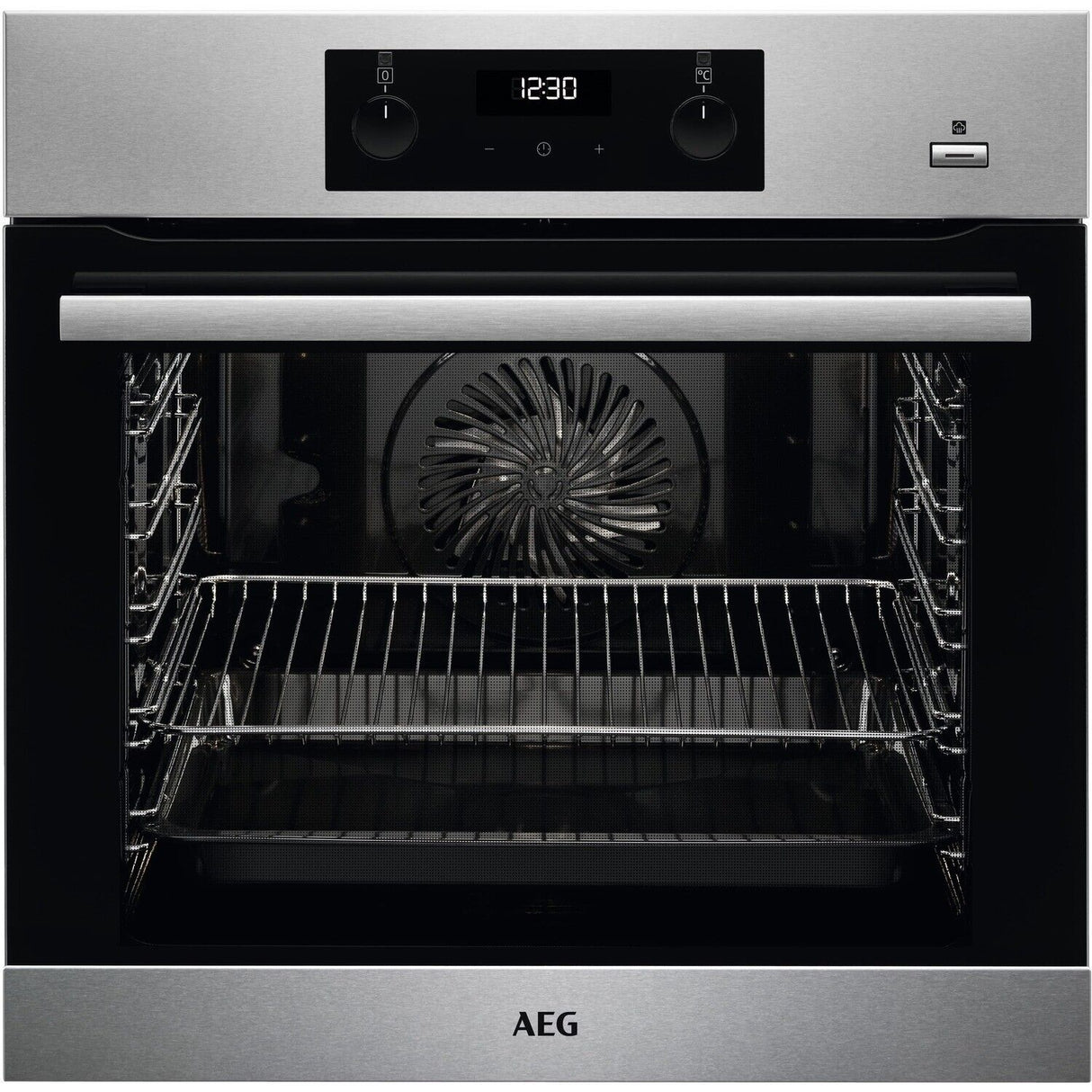 AEG BES355010M 6000 Series SteamBake Electric Single Oven - Stainless Steel - A Rated stock photo front