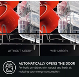 AEG FSX51407Z Series 5000 AirDry 45cm Integrated Slimline Dishwasher with Black Control Panel, F Rated from HomeWise Appliances. Stock photo graphic for the results of using AirDry.