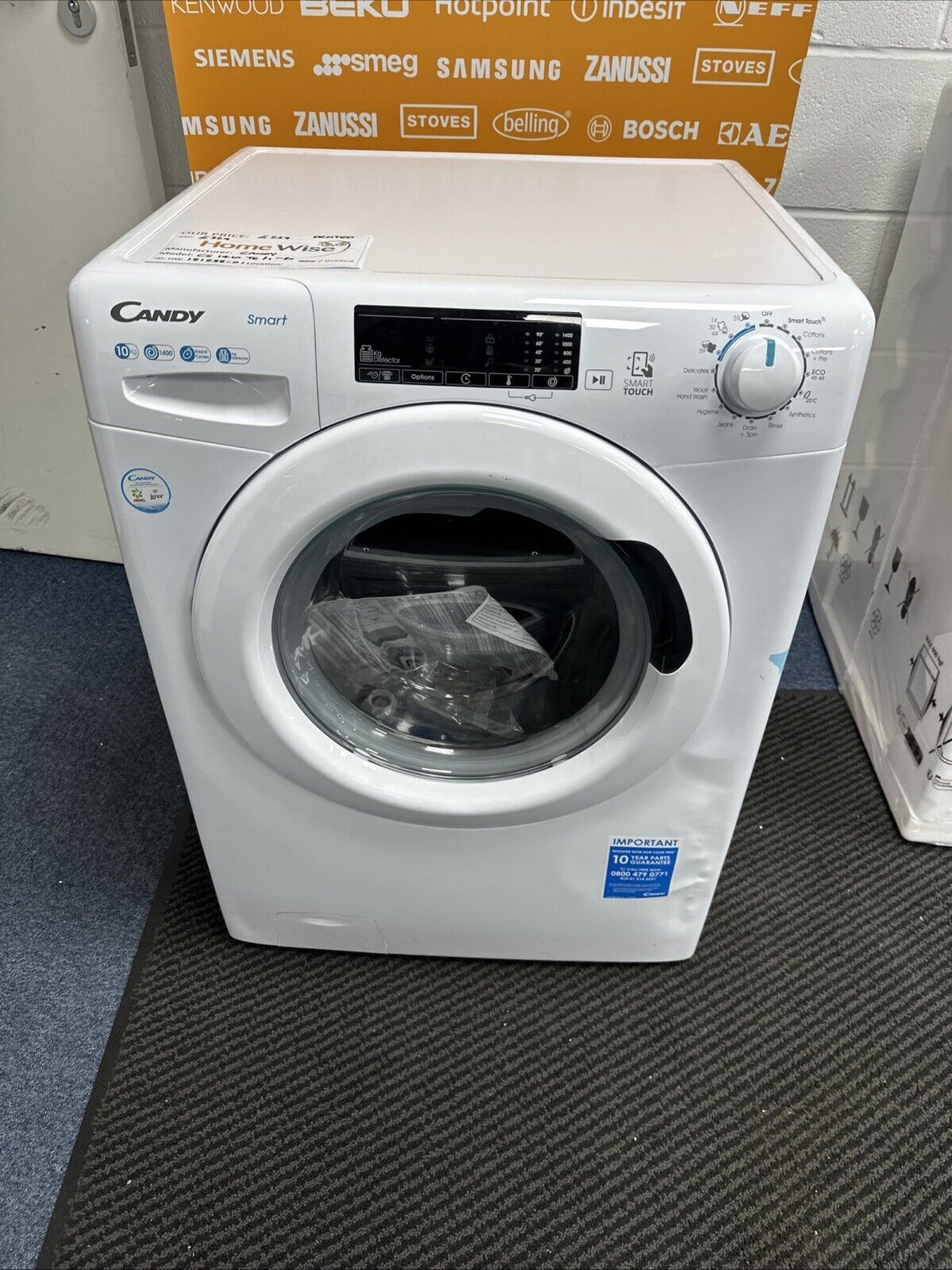 Candy CS1410TE/1-80 10kg 1400 Spin Wi-Fi Enabled Washing Machine in  White - Graded showroom photo front