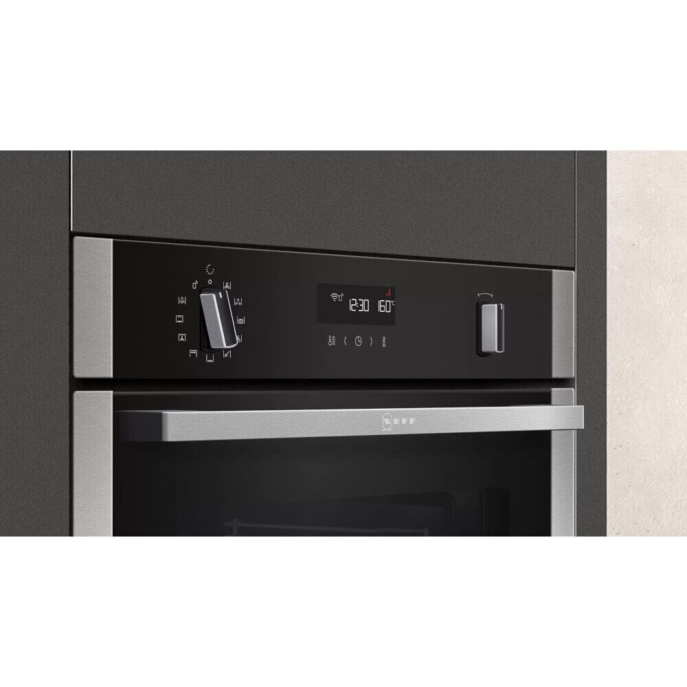 NEFF N50 B2ACH7HH0B Wi-Fi Connected Built In Electric Single Oven with Pyrolytic Self Cleaning - Stainless Steel - A Rated Stock photo control panel