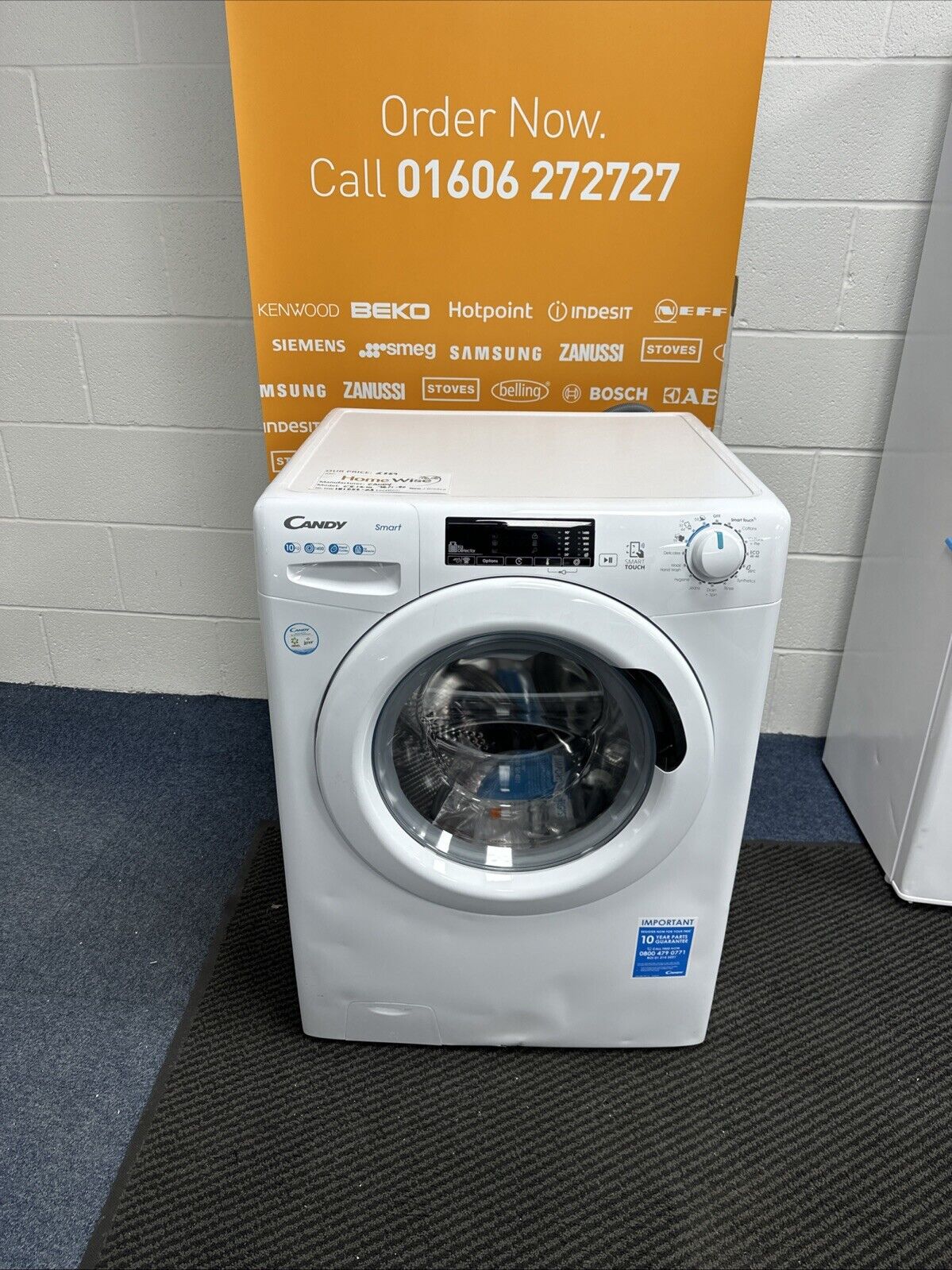 Candy CS1410TE/1-80 10kg 1400 Spin Wi-Fi Enabled Washing Machine - White - Graded showroom photo front with banner