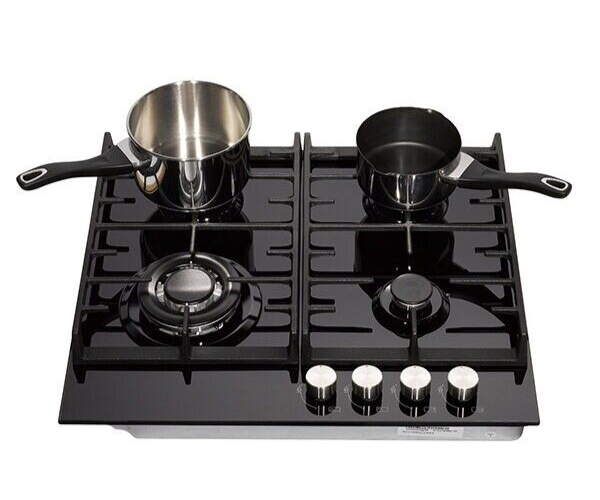 Teknix Signature Collection SCGH61B 4 Burner Gas on Glass Hob Wok Cast Iron Pan Supports from HomeWise