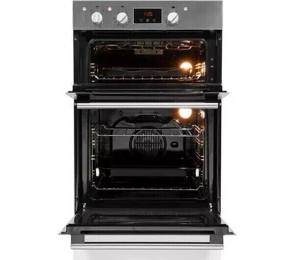 Hotpoint Class 4 DD4 541 IX Electric Double Built In  Oven in Stainless Steel stock photo front doors open