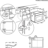 AEG KMK365060M Built-In Combination Microwave Oven - Stainless Steel dimensions and fitting diagram