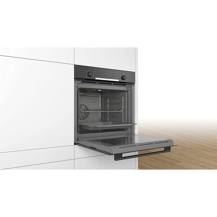 Bosch HBS534BB0B Electric Single Built In Oven in Black stock photo installed at eye level