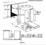 AEG FSB42607Z 3000 Air Dry Fully Integrated Built In Dishwasher - Black Control Panel with Sliding Door Fixing Kit. diagram fitting picture with dimensions