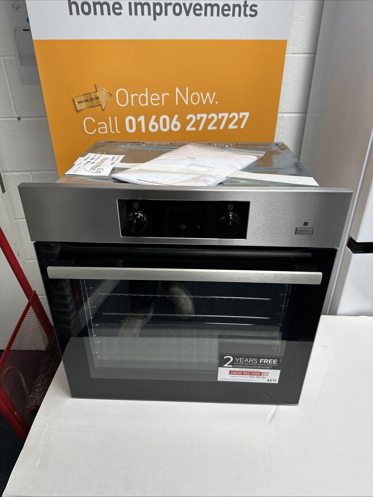 AEG BES355010M 6000 Series SteamBake Electric Single Oven - Stainless Steel - A Rated showroom photo oven complete