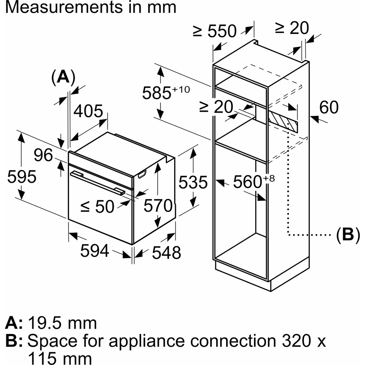 Bosch Series 4 HQA574BB3B  Electric 71L Single Oven with Pyrolytic Self Cleaning in Black - A+ Rated - HW181708