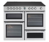 Flavel MLN10CRS 100cm Electric  Range Cooker with 5 Zone Ceramic Hob in Silver & Chrome - A Rated - HW181688