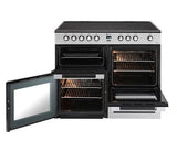 Flavel MLN10CRS 100cm Electric  Range Cooker with 5 Zone Ceramic Hob in Silver & Chrome - A Rated - HW181688