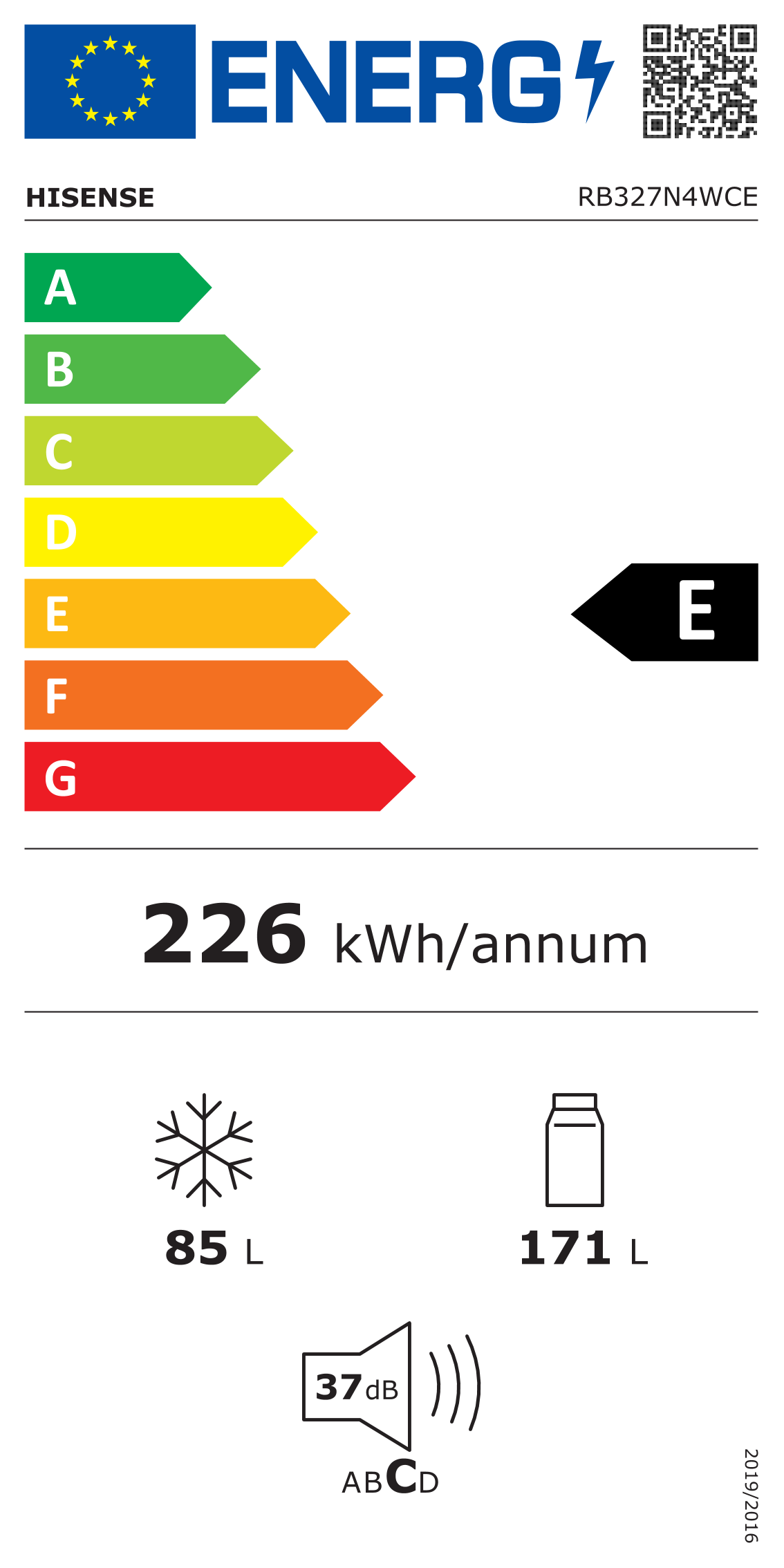 Hisense RB327N4WCE 182cm Tall 50/50 No Frost Fridge Freezer in Stainless Steel - E Rated - POHW0124
