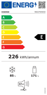 Hisense RB327N4WCE 182cm Tall 50/50 No Frost Fridge Freezer in Stainless Steel - E Rated - POHW0124