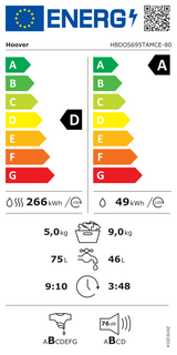 Hoover HBDOS 695T AMCE-80 (00) 9+5KG 1600 RPM Built-in Integrated Washer Dryer in White - A Wash Rated - HW181600