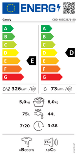 Candy CBD 485D2E/1-80 8KG+5KG Integrated Washer Dryer in White - (Graded) - HW181566