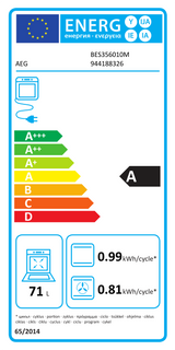AEG BES356010M Single Oven from HomeWise A Rated Energy Label