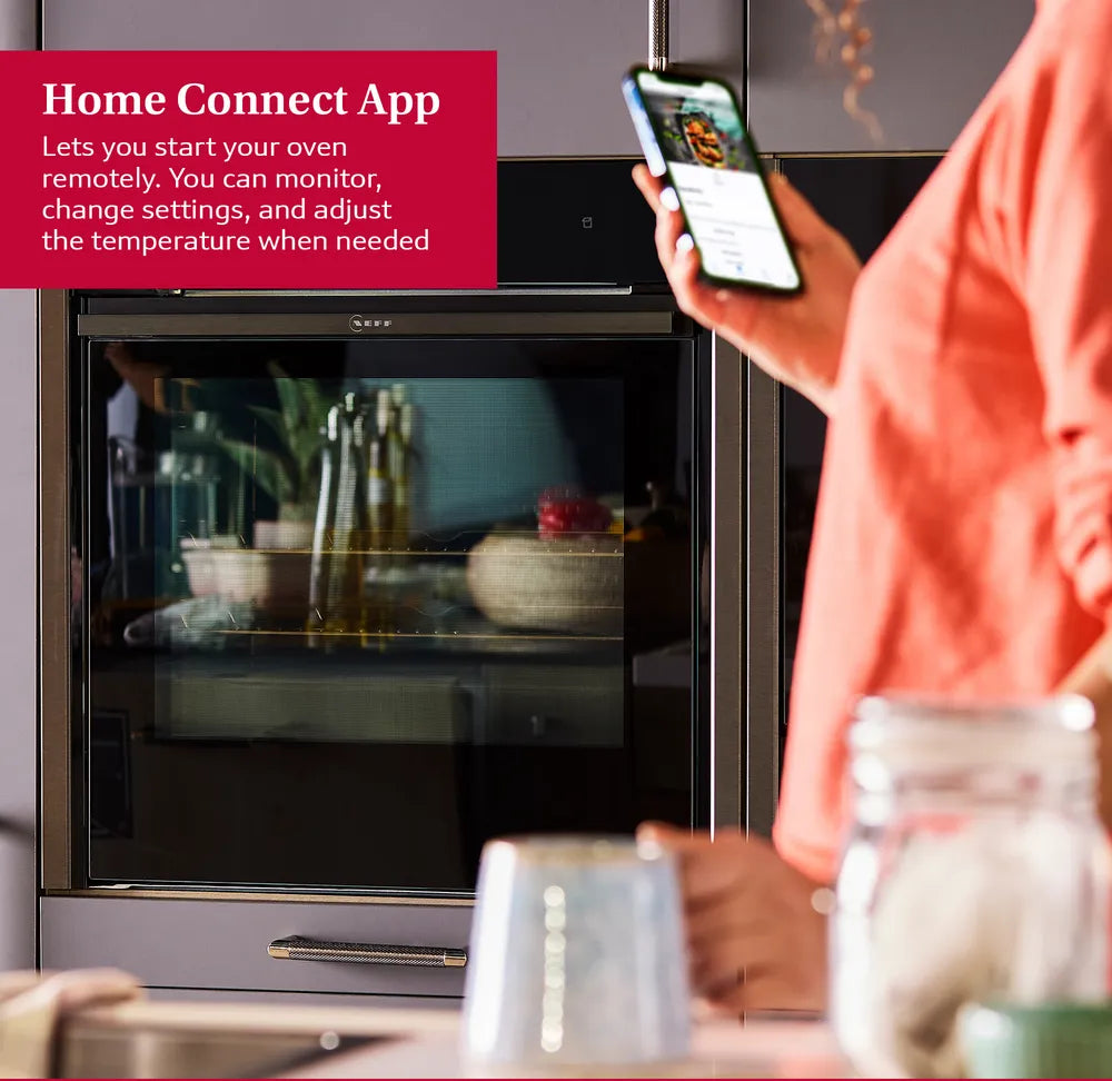 Neff N70 B54CR71G0B (08) Slide & Hide® Wi-Fi Enabled Pyrolytic Self Cleaning Electric Single Oven in Graphite - A+ Rated from HomeWise Appliances Graphic Home Connect App