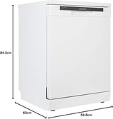 Cookology CFSD613WH 13 Place Settings, 60cm Freestanding Full Size Dishwasher, 6 Programmes with Eco Mode, E Rated in White with dimensions 